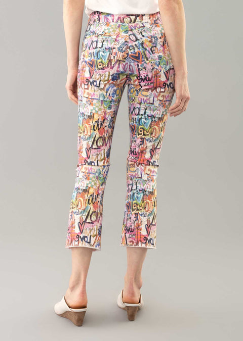 Wynwood Print 25'' Flare Pant W/Raw Hem