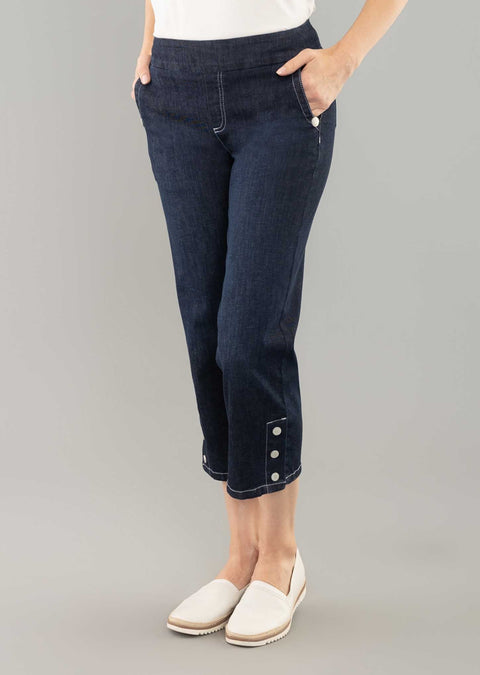 Bonaire Denim 24'' Crop Wide Leg Pant Snapped Leg