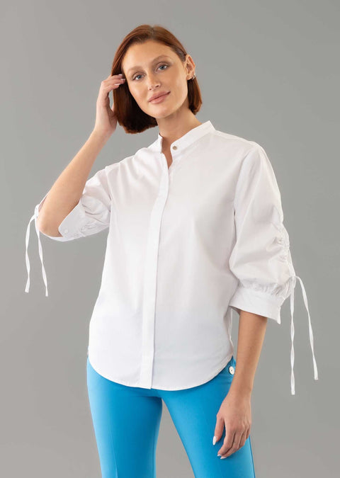 Edith 25 1/2" Rouched Sleeves Blouse