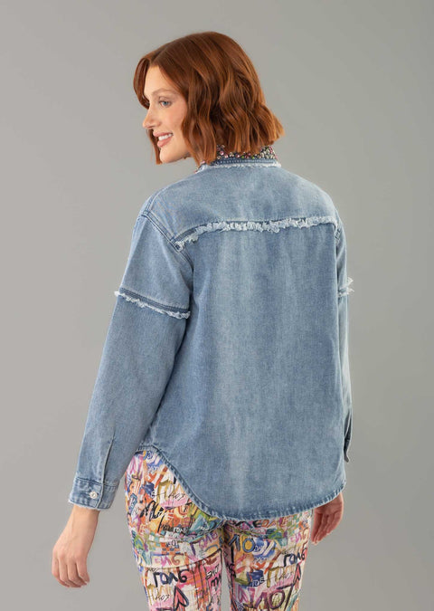 Gracelynn 26 1/2'' Denim Blouse With Stones