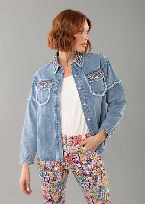 Gracelynn 26 1/2'' Denim Blouse With Stones