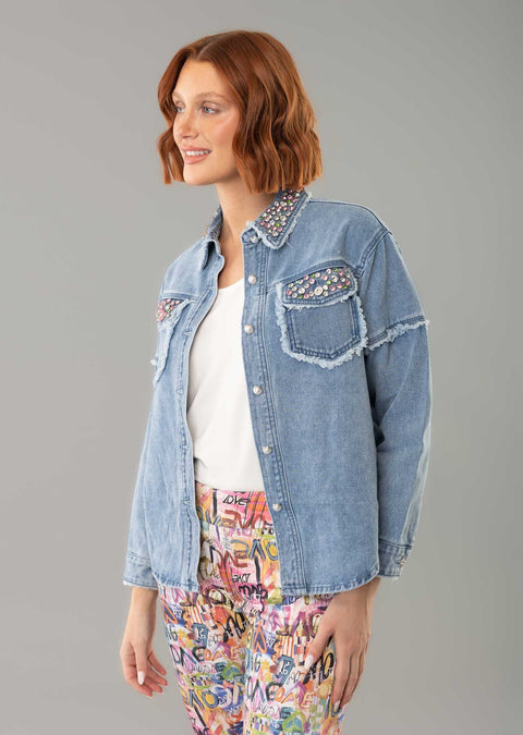 Gracelynn 26 1/2'' Denim Blouse With Stones