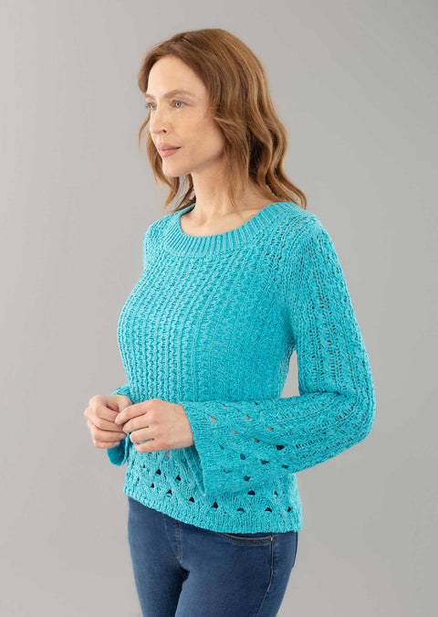 Kiara 23 1/2'' Long Sleeves Crochet Sweater.