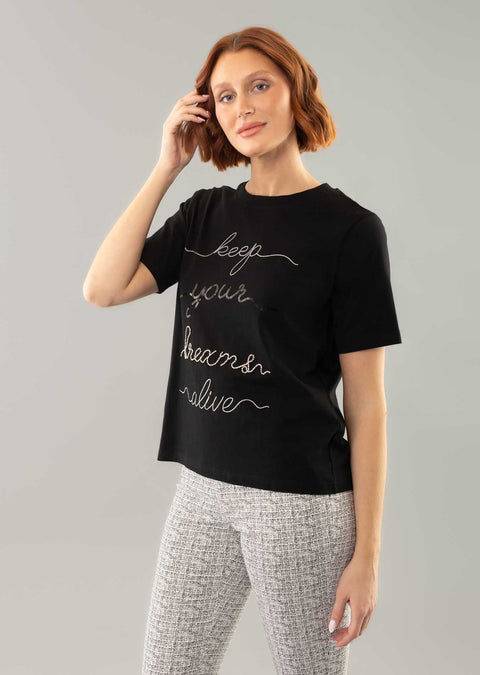 Amari 23 1/2'' T-Shirt With Writing Embroidery