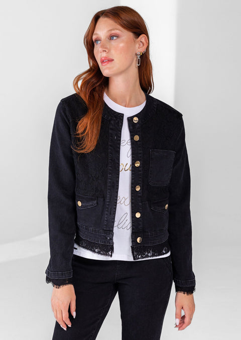 Frances 19'' Jean Jacket With Lace Insert