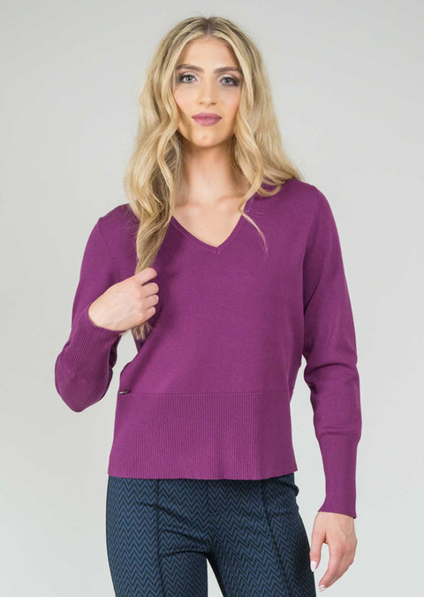 Angelica Fabric 22 1/2" V Neck Long Sleeves Sweater