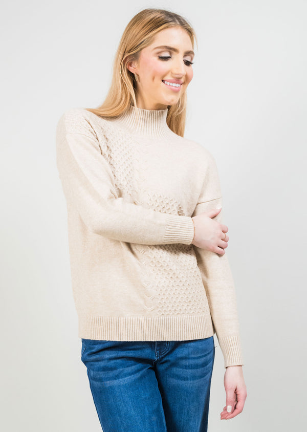 Marielle Novelty Stitch Mockneck