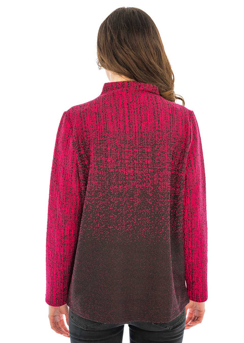 Jacquard ombré stitch mock neck.