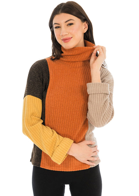 Color block  turtleneck.