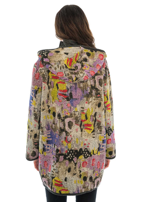 Printed double knit coat.