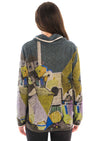 Contrast trim twist neck abastract print sweater