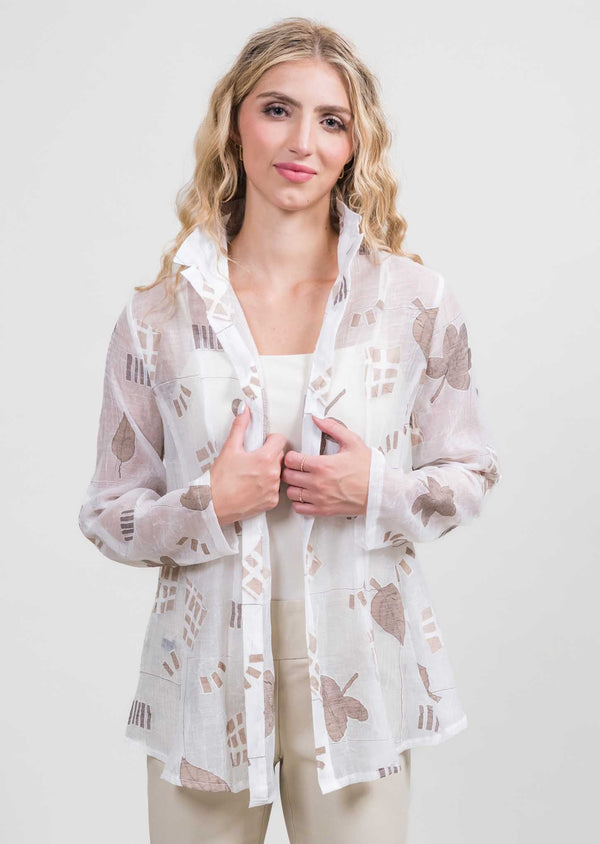 Tan/White A-Line Wire Collar Jacket