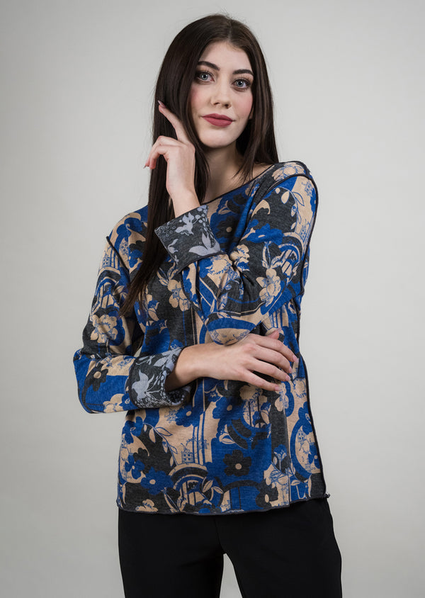 Cobalt/Black Reversible Crew Neck