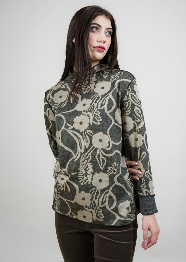 Reversible Floral Mock Neck