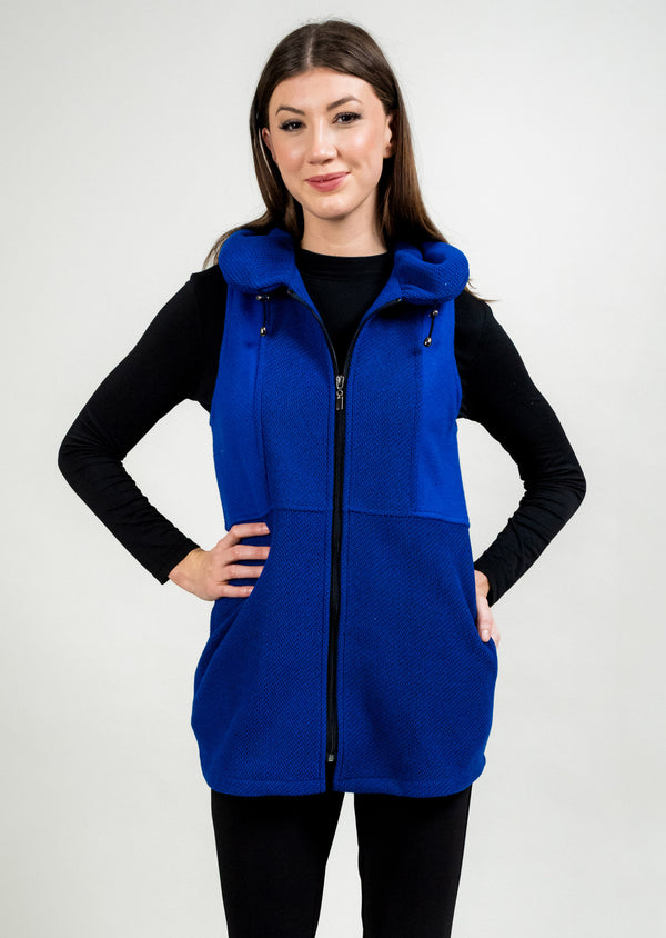 ZIP UP VEST WITH DRAWSTRING COLLAR