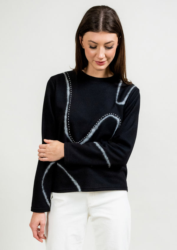 SWIRL FELTED CREWNECK SWEATER