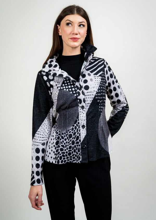 Printed Collared Shirt Jacket