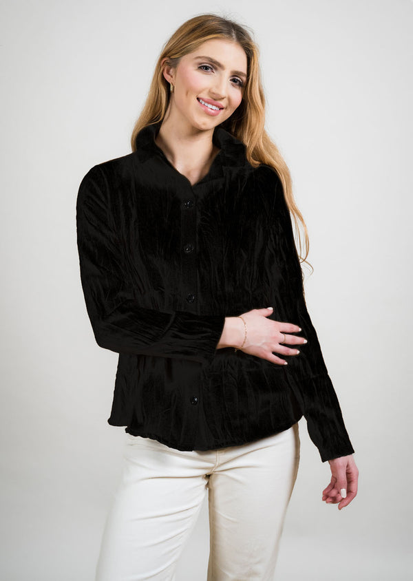 Textured Button Front Shirt Jacket