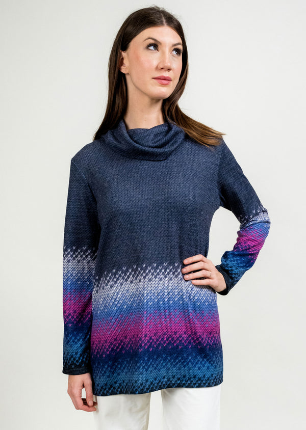 SELF FABRIC BRUSHED COWL NECK