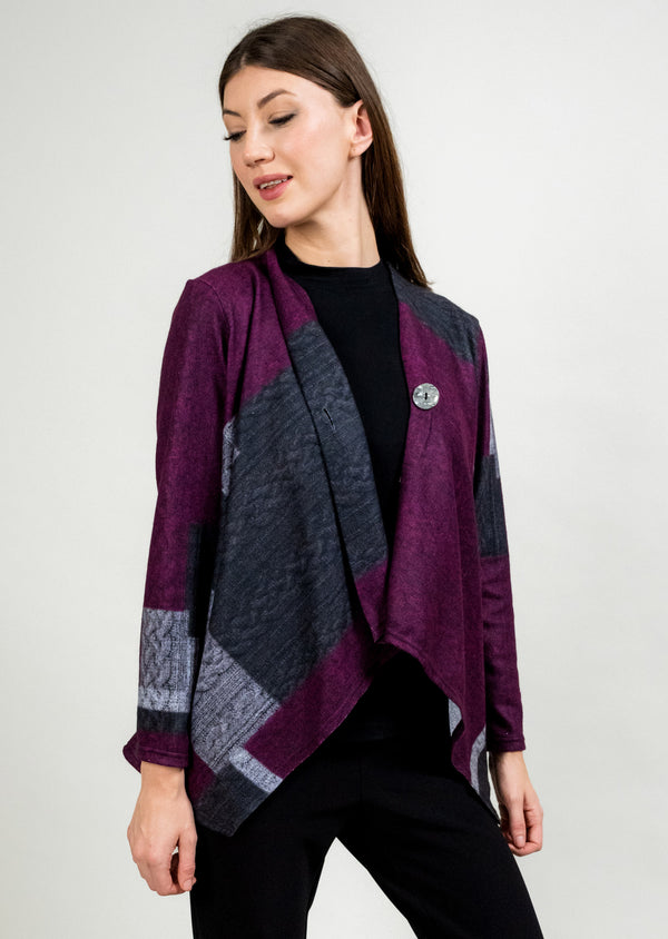 WINE ONE BUTTON CARDIGAN