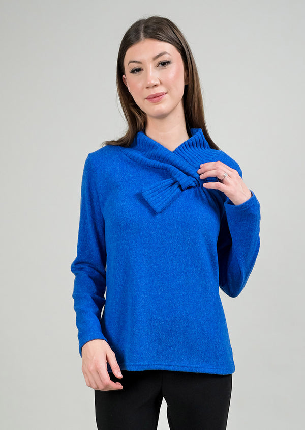 BOW NECK TOP WITH RIB DETAILS