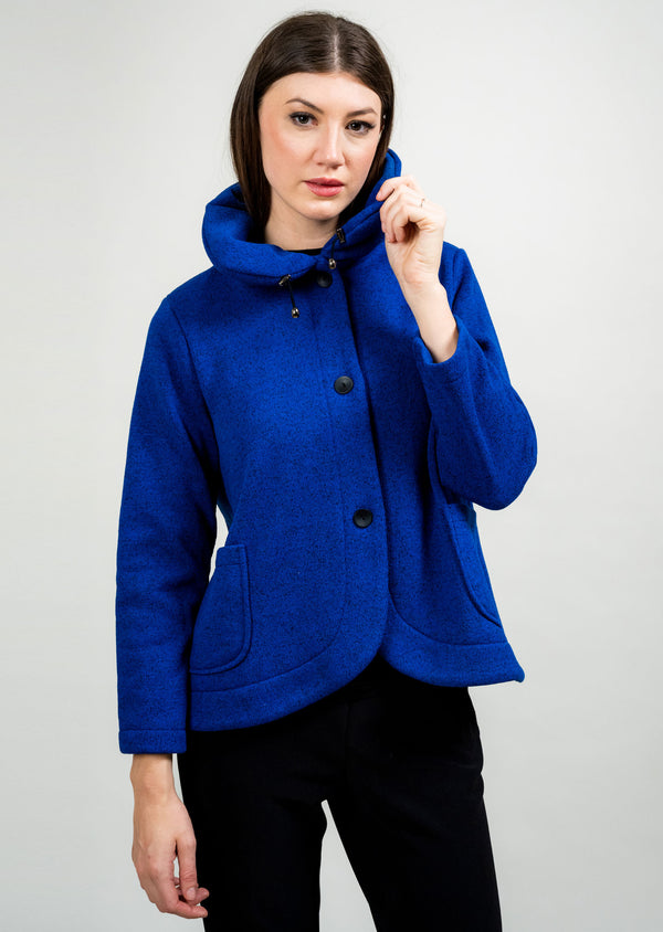 TULIP HEM BUTTON FRONT POUFF COLLAR JACKET