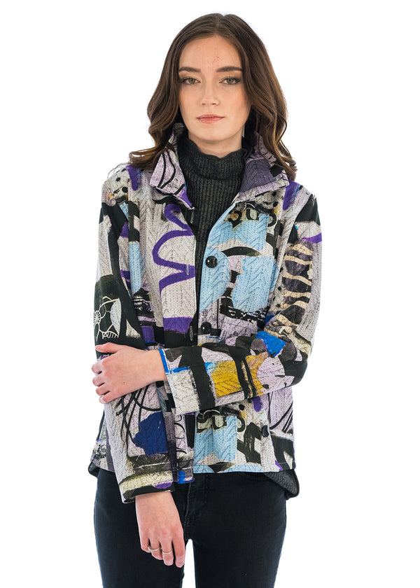 Abstract Print Jacket with Button