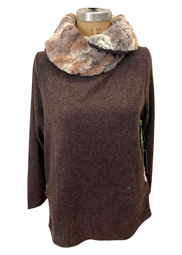 Fur cowl neck tunic