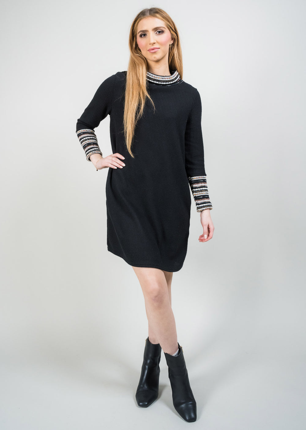 CONTRAST KNIT RIB KNIT DRESS – Lisette L Montreal