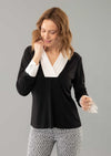 Avery Fabric 24 1/2'' Blouse With Large V Collar