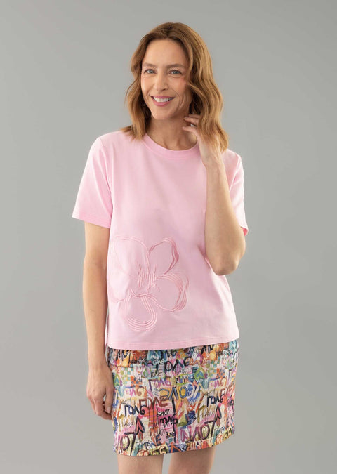 T-Shirt Celine 23 1/2'' avec fleurs brodées