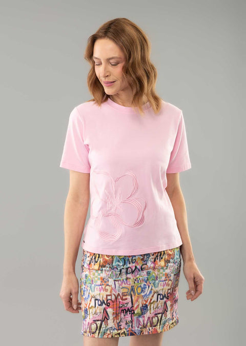 T-Shirt Celine 23 1/2'' avec fleurs brodées