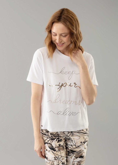 Amari 23 1/2'' T-Shirt With Writing Embroidery